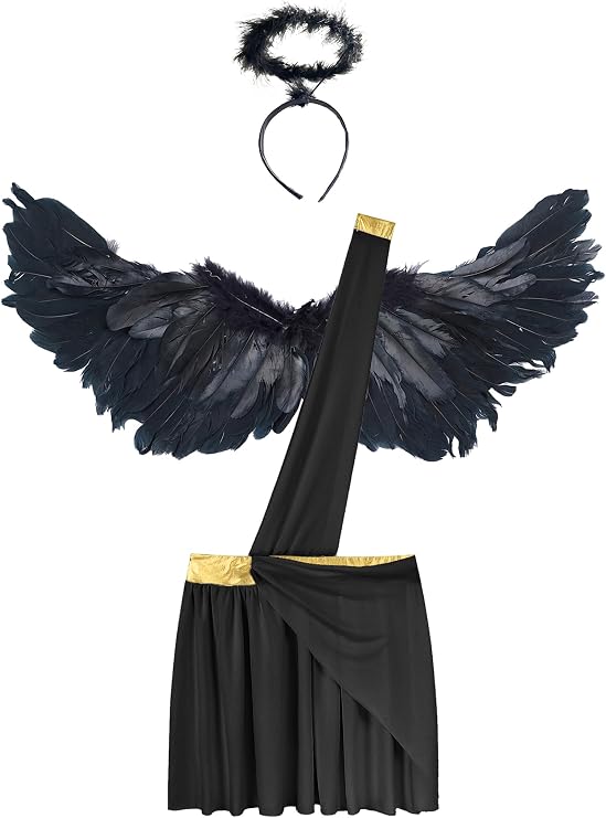 Men Angle Dress With Feather Swing Headband For Halloween Cosplay Ancient Greek Mythology