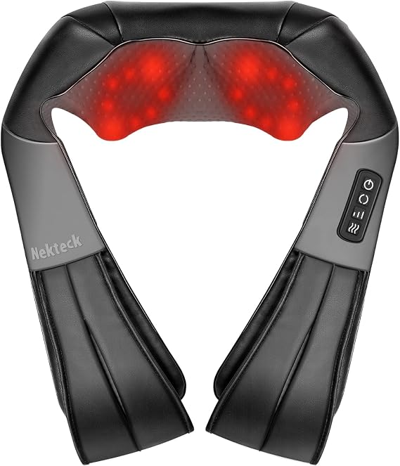Nekteck Shiatsu Neck Massager with Heat for Pain Relief, NOT Cordless