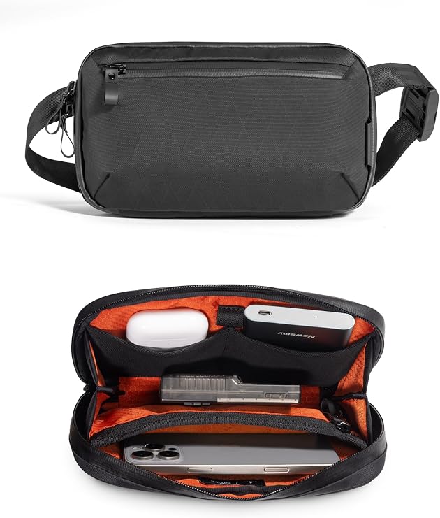 ALPAKA Elements Tech Case Mini Tech Pouch 1.5L Cable Bag Black X-Pac VX42 | Weatherproof Fabric, YKK Aquaguard Zipper, Detachable Shoulder Strap, Ideal for Electronics & Accessories, Daily Work Travel