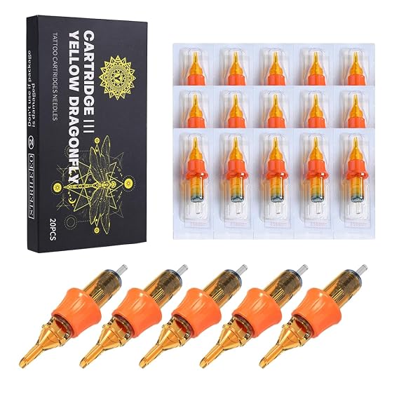 YILONG Tattoo Cartridge Needles 20Pcs Disposable Tattoo Needles Cartridge Round Liner Shader Magnum for Cartridge Tattoo Pen Machine Permanent Makeup Tattoo Supplies,1213M1