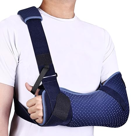 Arm Sling for Shoulder Injury with Waist Strap - Immobilizer Brace Support for Sleeping, Rotator Cuff Surgery (Comfort Version, Left, Small, 25-30.5 inch)