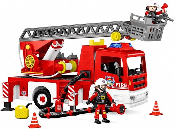 Toy Ladder Fire Truck Toy Firefighter Fire Truck with Extendable Fire Ladder, Toy Truck for Kids, Perfect Firefighter Gift for Pretend Play Fun