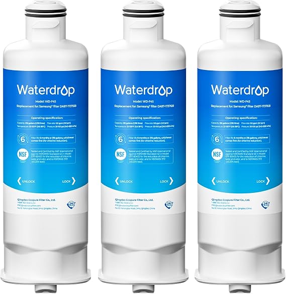 Waterdrop WD-F45 Water Filter Replacement for Samsung DA97-17376B, 3 Pack