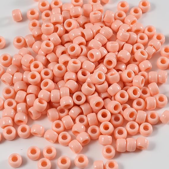 1000 Pcs Acrylic Pony Beads 6x9mm Bulk for Bracelet Necklace Jewelry Making Earring Hair Braiding Kandi Beads (Light Orange)
