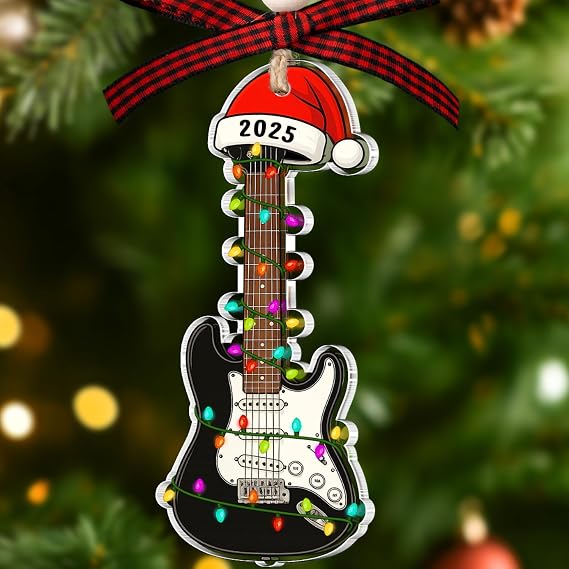 Guitar Christmas Ornament - Guitar Ornaments for Christmas Tree - Electric Guitars Gifts for Men, Lovers, Guitarist, Music Lovers, Teacher - Instrument Ornament - Acrylic Xmas Music Ornament 2025