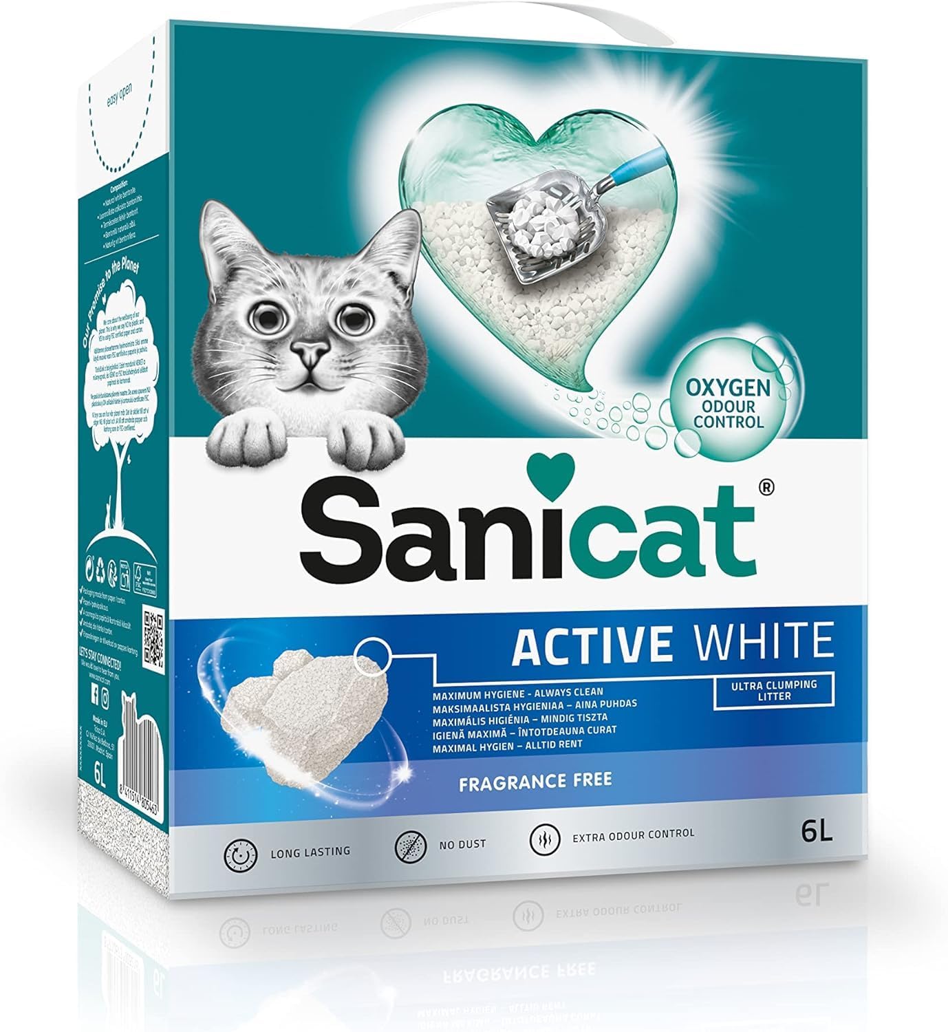 Sanicat Active White Clumping Cat Litter Unsmellable 6L