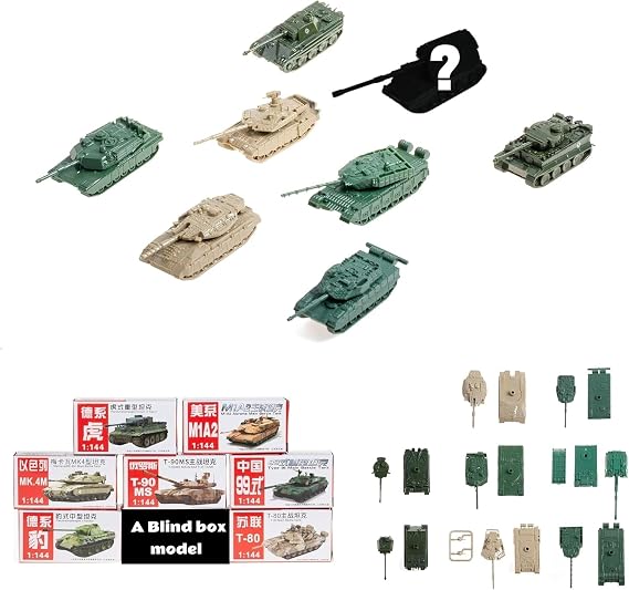 Mini Steel-Ball Roller Tank Toy Set Incl. 8 Pcs T-90MS, T-80, M1A2, Merkava MK4, Tiger, Panther, Type 99 Heavy Tank,A Blind Box Model,Scale 1:144