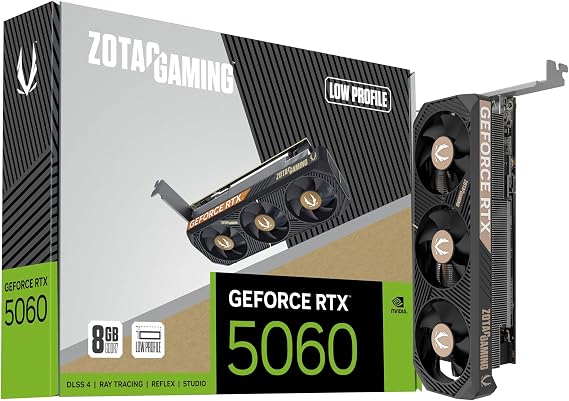 ZOTAC Gaming GeForce RTX 5060 Low Profile DLSS 4 8GB GDDR7 128-bit 28 Gbps PCIE 5.0 Gaming Graphics Card, SFF-Ready Low-Profile Compact Card, ZT-B50600L-10A