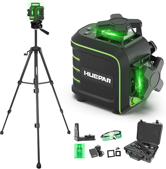 Huepar 360 Laser Level with Tripod, Self-Leveling Green Lazer Leveler Tool