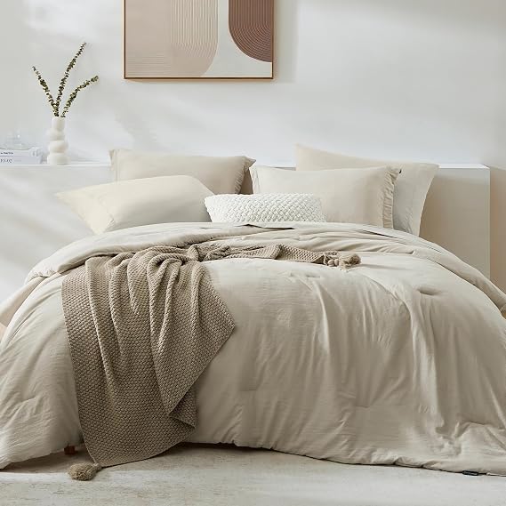 King Size Comforter Set- 7 Pieces Prewashed Bed in a Bag King Bedding Sets