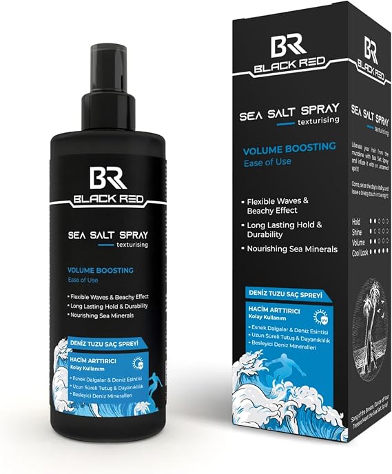 Black Red Hair Sea Salt Spray - Sea Salt Spray Medium Grip Volumizes Anti UV Hair Styler