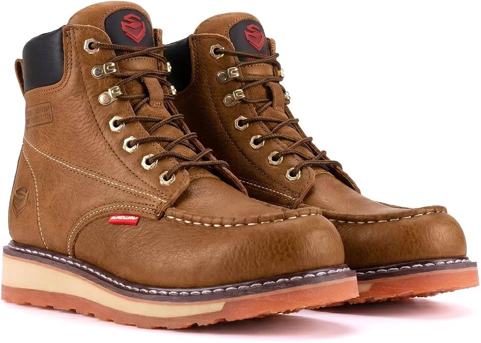 SUREWAY Men's Heavy Duty Wedge Moc Toe Work Boots Soft/Composite/Steel Toe