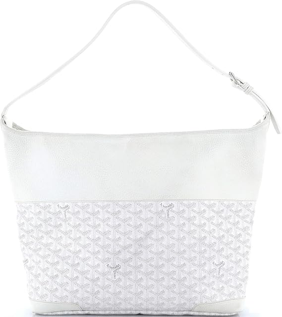 Pre-Loved Grenadine Hobo Coated Canvas with Leather, White