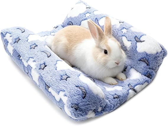 Rabbit Bed with Pillows, Dual-Sided 17"x15" Washable Lounger Pad