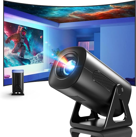 CLOKOWE Mini Projector, 4K 1080P Support projector with wifi and bluetooth,270Adjustable Stand Outdoor Home Theater galaxy Projector with Android TV OS & 8000+APPS for Phone/TV Stick/Laptop/HDMI
