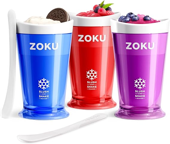 ZOKU Slushie Cup Bundle of 3 Cups - Purple, Red, and Blue Original Slush and Shake Makers