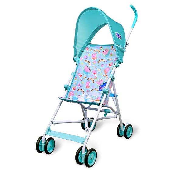 Peppa Pig Umbrella Stroller for Toddlers, Lightweight Foldable Travel Stroller with 3-Point Harness, Locking Wheels, Adjustable Canopy, Compact & Portable