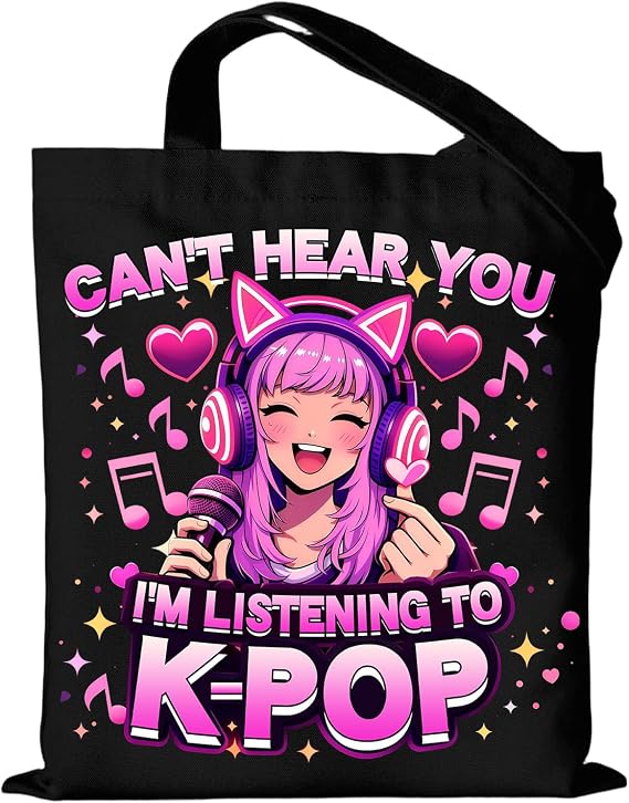 Kpop Canvas Tote Bag for Kpop Music Lover Fans, K pop Gifts for Women Girls, K pop Party Favor Bags, K-pop Backpack Merch, Korean Drama Canvas Tote Bag Gift, Korean Christmas Birthday Gift for Women