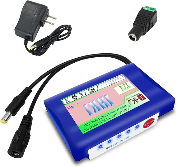 Lithium Battery Pack 12V 5000mAh 8000mAh 10000mAh Built-in BMS 12 Volt Replacement Li-ion Battery with DC Charger for LED Light Strips/Monitoring Equipment