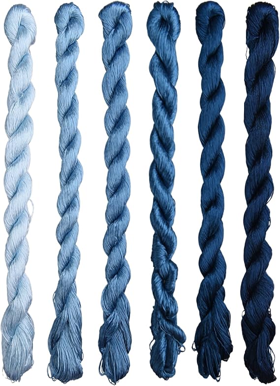 Natural 100% Silk Thread, Handmade Embroidery Thread Silk Floss 6 Colors 110m Each (118)