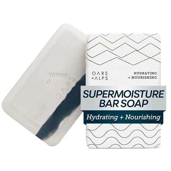 Oars + Alps Exfoliating & Moisturizing Bar Soap for Men, Deep Cleaning Soap, Clean Ingredients, All Skin Types, Shea Butter, Coconut Oil, 1pk