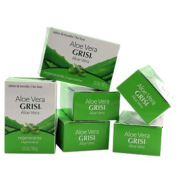 Grisi Aloe Vera Soap, Cleansing Soap with Aloe Vera, Soothing and Refreshing your Skin, 6-Pack of 3.5 Oz each, 6 Bar Soaps