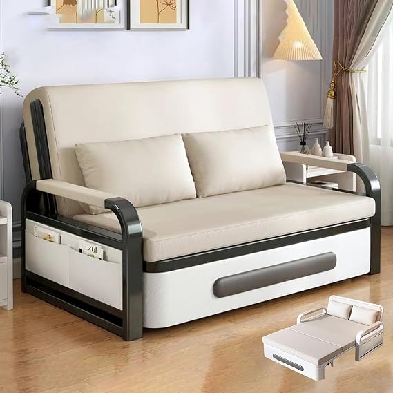 Sofa Bed 2-Seater Multi-Functional Sofa Bed with Storage Foldable Sofa Bed Low Sofa Armchair Compact 3-Fold Bed Sofa Comfortable Fabric Sofa Bed Easy to Clean Saves Space High Resilience