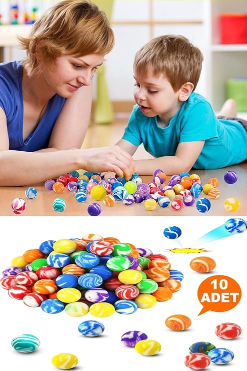 hyd Zıplayan Oyun Topu 10 Adet Karışık Desenli Pinyata Oyuncağı Zıpzıp Oyuncak Top