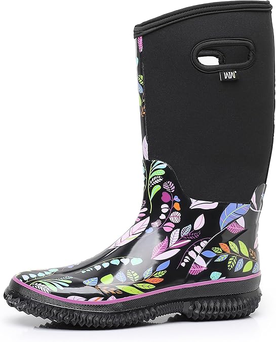 WTW Mid Calf Rain Boots for Women - Waterproof Insulated Neoprene Mud Boots Outdoor Hunting Garden Boots