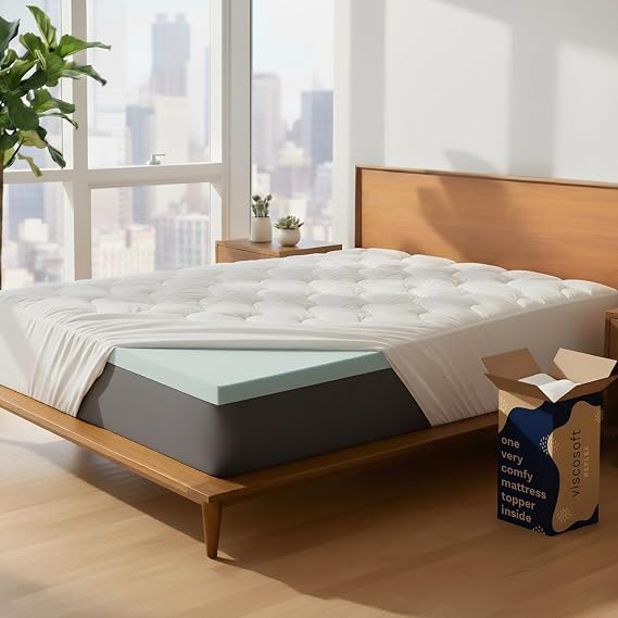 ViscoSoft Memory Foam Mattress Topper King Size - 2" Reflective Gel Mattress Pad CertiPUR-US Certified
