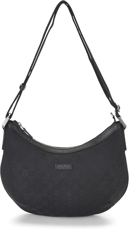 Pre-loved Black GG Canvas Round Web Messenger, Black
