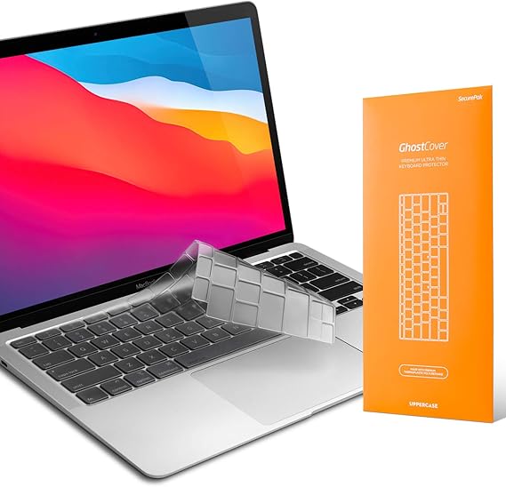 GhostCover Original Premium Ultra Thin Keyboard Cover Protector, Compatible with 2020 MacBook Air 13" with Apple Silicon M1 or Intel Processor, A2179 A2337, US ANSI Layout, Clear