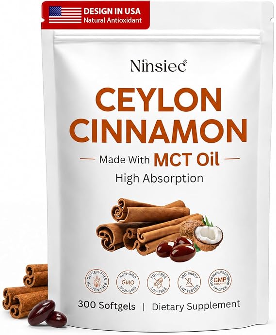 2-in-1 Organic Ceylon Cinnamon with MCT Oil Supplements 1800mg Softgels