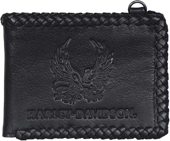 Harley-Davidson Men's Ride Free Bi-Fold Leather Wallet w/RFID Protection - Black