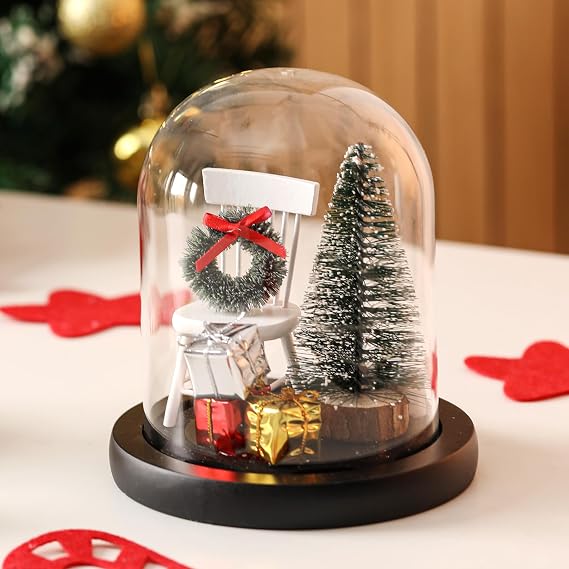 Christmas in Heaven Empty Chair Ornaments Save A Seat Memorial Gift Cloche Xmas in Loving Memory Gifts Remembrance Decorations Tabletop Centerpiece Decor