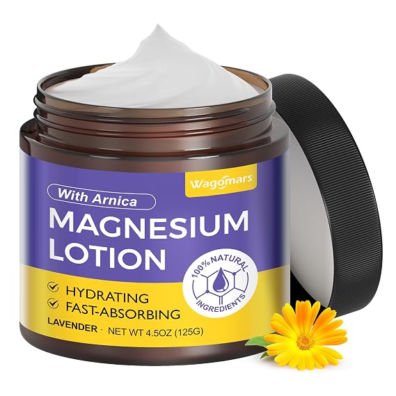 Natural Magnesium Lotion - Magnesium Cream with Arnica, Shea Butter & Coconut Oil - Moisturizing Body Cream - Fast Absorbing, Deep Hydration - Suitable for All Skin Types