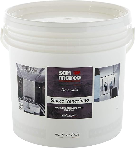DECORA Stucco Veneziano Venetian Plaster | Polished Plaster for Indoor | Acrylic High Gloss Decorative Plaster by San Marco | White Base | 5 kg