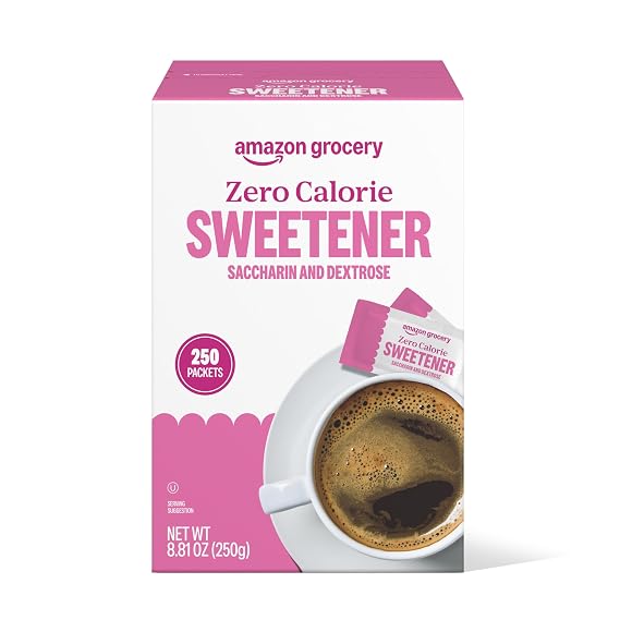 Amazon Grocery, Zero Calorie Saccharin and Dextrose Sweetener Packets, 250 Ct Temp