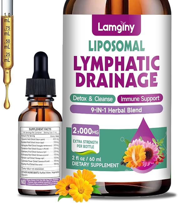 Liposomal Lymphatic Drainage Drops, 9-in-1 Lymphatic Supplement