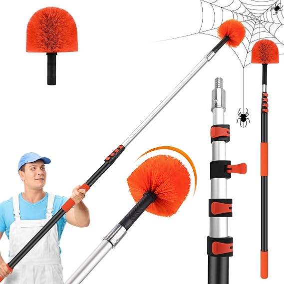 18FT Cobweb Duster with Extension Pole,Spider Web Brush with Pole