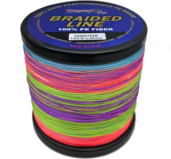 MASTERPRO PE Fiber 150 Yard Fishing Line, Colored, Abrasion Resistant 4 Strand Braided Strong String, 10lb 15lb 20lb 25lb 30lb 40lb 50lb 80lb 100lb Thin Diameter Superline