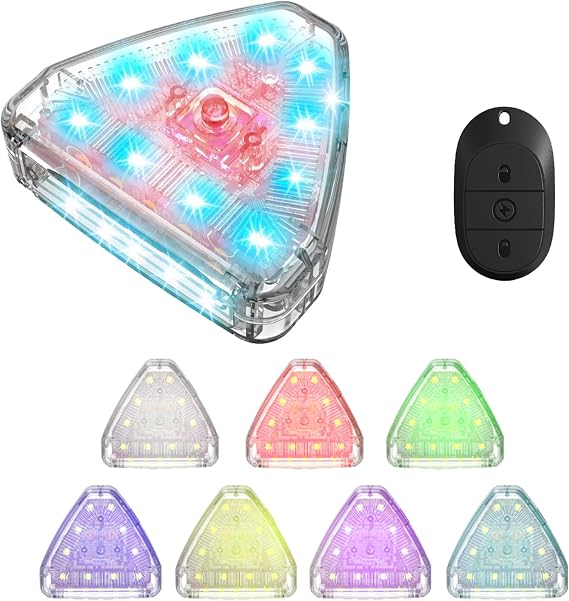 Motorcycle LED Strobe Lights with Remote Control USB Rechargeable 7 Colors Mini Flashing Light Modification Hazard Warning Lights for Outdoor Truck Car Electric Bike