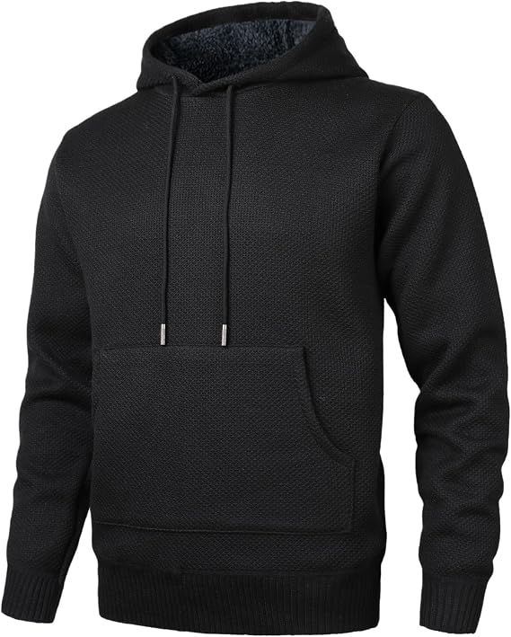 Men's Knitted Hooded Sweater Fleece Sweatshirt Pullover Casual Long Sleeve Drawstring Knitwear