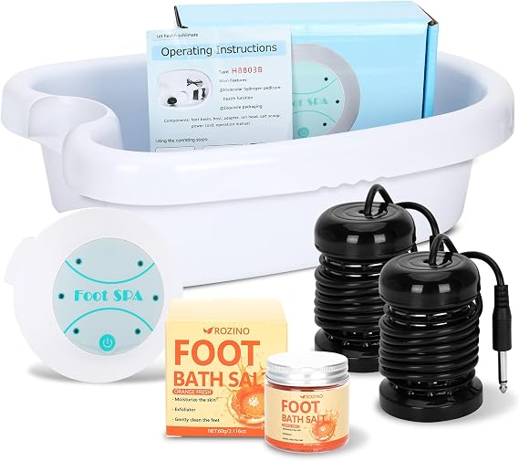Ionic Foot Bath Detox Machine, Ionic Foot Spa Detox 30 Min at Home with 2 Ion Arrays, Aroma Salt Gift - Easy 1-Button Operation