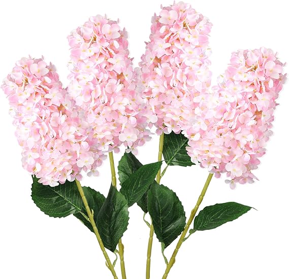 Pink Hydrangea Artificial Flowers 33.5" Conical Faux Hydrangeas