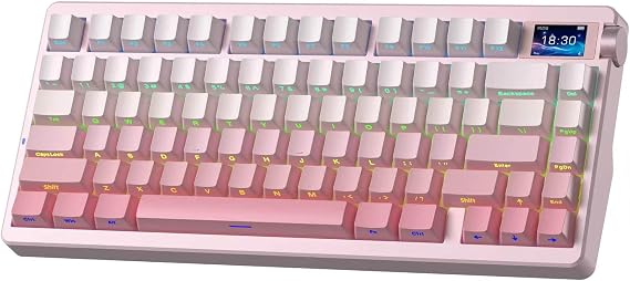 Aula Nova75 Mekanik RGB Klavye TKL Strawberry Mint Switch Tri Mode Kablosuz Makrolu Hot Swap Gaming Oyuncu Klavyesi Gradyan Pembe