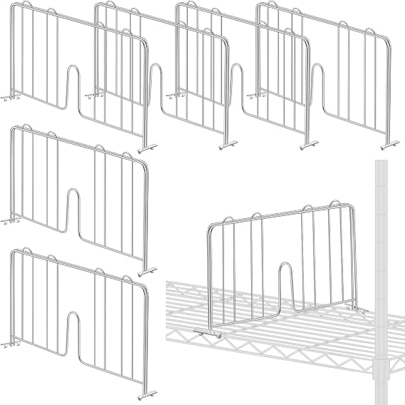 MorningRo 6 Pcs 18" W X 9" H Wire Shelf Divider for Wire Shelves, Silver
