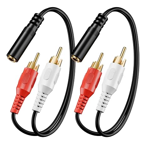 VCE 3.5mm to RCA Splitter, Gold Plated Male Stereo Audio Y Cable, 2-Pack