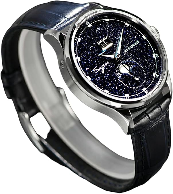 London Craftwork Sugess Moonphase Luxury Men Watch Stainless Steel Case Seagull ST2528 + Free Strap
