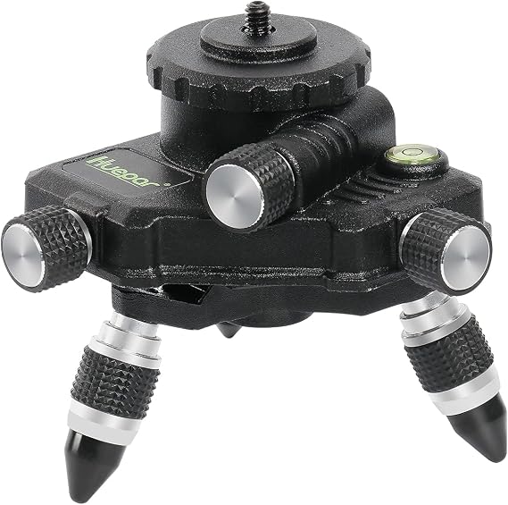 Huepar Laser Level Adapter, Metal 360-Degree Rotating Base for Laser Level Tripod Connector, 1/4 Threaded Mount and Horizontal Bubble, Micro-adjust Fine Turning Pivoting Base AT2
